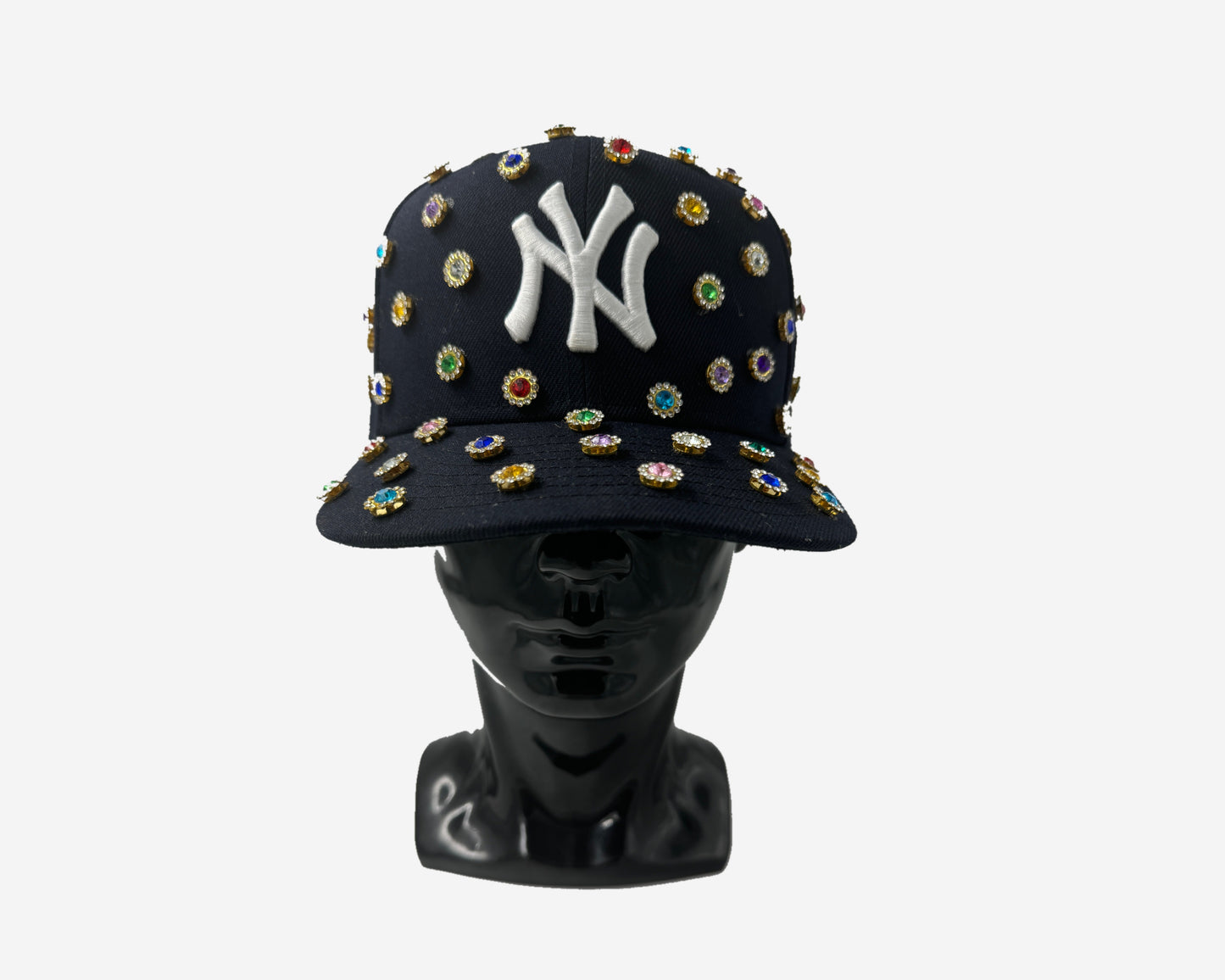 New York Yankees Wool 59FIFTY Fitted customized with Gold backed gems